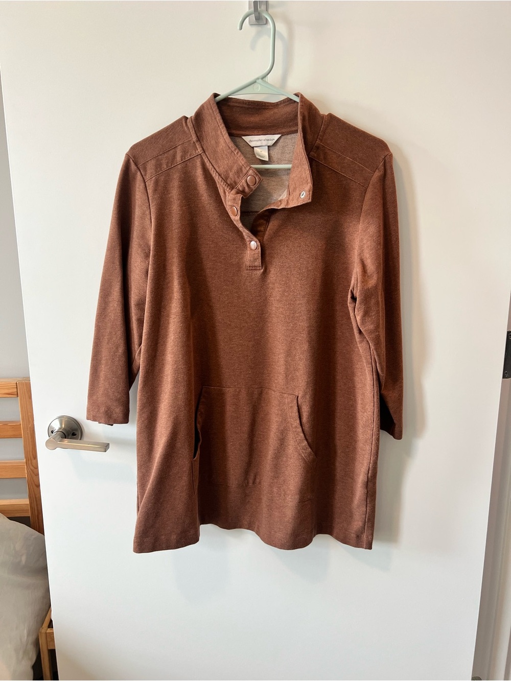 Christopher & Banks Rust Brown Snap-Collar Pullover